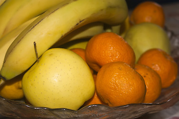 Image showing Glass basket of fresh fruits