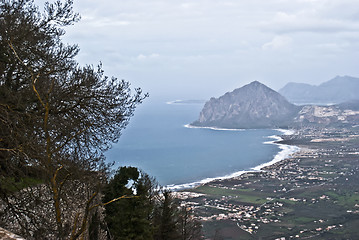 Image showing Erice view of mount Cofano . Trapani