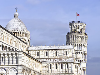 Image showing Leaning tower of pisa and cathedral