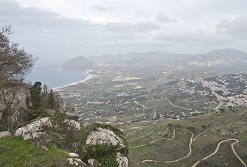 Image showing Aerial view of Erice. Trapani. Mount Cofano