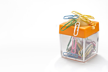 Image showing  Colorful container for paper clips