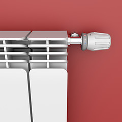 Image showing Heating radiator with thermostat