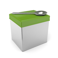 Image showing Metal box and spoon