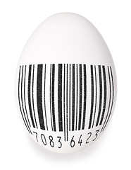 Image showing Egg with black bar-code