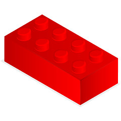 Image showing Lego. Red plastic building block.