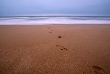 Image showing Footprints on the beach