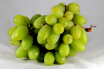 Image showing Branch of green grapes isolated on white
