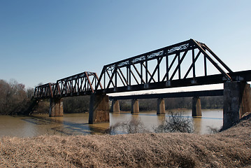 Image showing railroad bridge over river