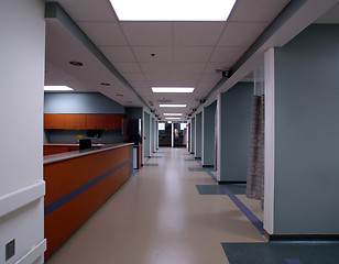 Image showing Long Hospital Hallway and entrance