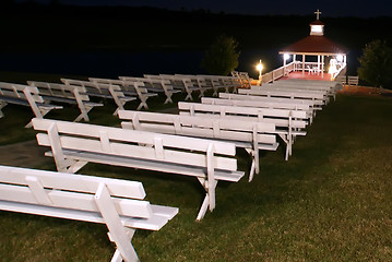 Image showing outdoor wedding chapel at night