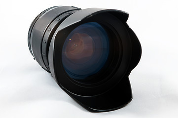 Image showing Close up of camera lens on a white background