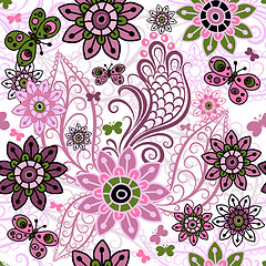 Image showing Seamless spring vintage pattern