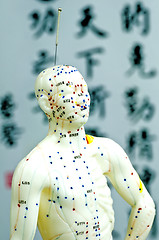 Image showing acupuncture demonstration on model 