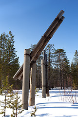 Image showing Fragments of the destroyed power lines