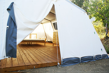 Image showing Large camping tent open