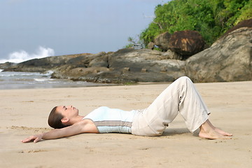 Image showing Young woman exercising