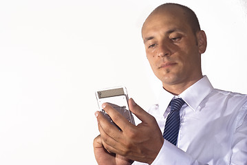 Image showing businessman use calculator