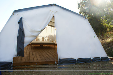 Image showing Large camping tent open