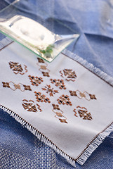 Image showing embroidered table covers, handmade