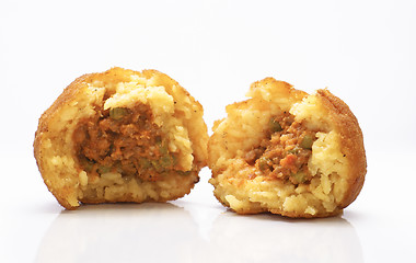 Image showing Sicilian rotisserie. Arancina with ragu.