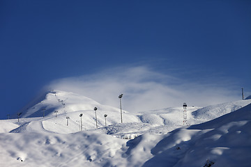 Image showing Ski slope and ropeways