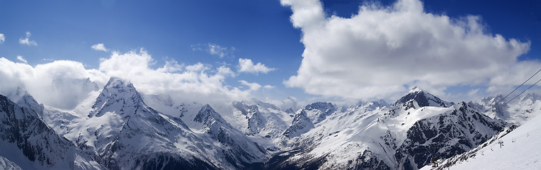 Image showing Panorama Mountains. Ski resort.