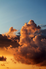 Image showing Fiery sunset over the sea