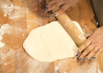 Image showing Making pizza