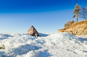 Image showing North Estonian limestone shore on a sunny winter day 