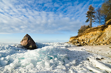 Image showing North Estonian limestone shore on a sunny winter day 