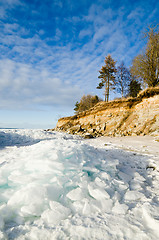 Image showing North Estonian limestone shore on a sunny winter day 