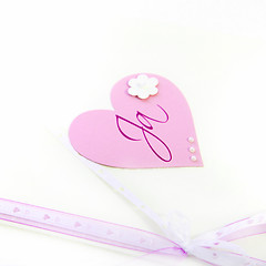 Image showing Pretty pink Valentines heart and bow