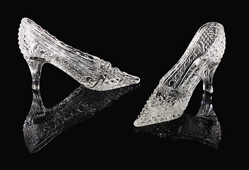 Image showing Crystal shoes on a black mirror