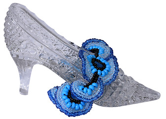 Image showing Crystal shoe and blue necklace