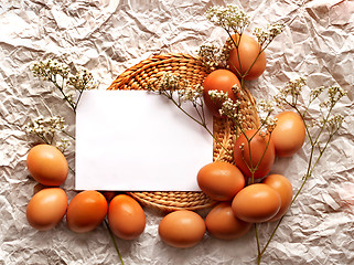 Image showing Easter card, Easter eggs, Retro spring background