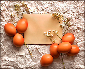 Image showing Easter card, Easter eggs, Retro spring background