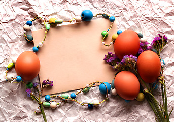 Image showing Easter card, Easter eggs, Retro spring background