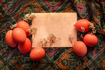 Image showing Easter card, Easter eggs, Retro spring background