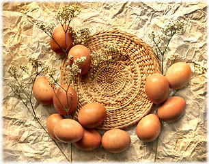 Image showing Easter card, Easter eggs, Retro spring background