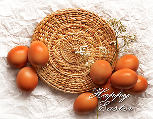 Image showing Easter card, Easter eggs, Retro spring background