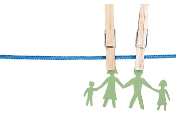 Image showing Paper family on the clothesline