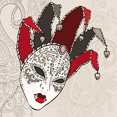 Image showing Hand Drawn Venetian carnival mask.