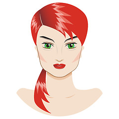 Image showing Vector portrait of a beautiful girl with a red hair