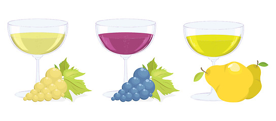 Image showing glasses with grape and fruit wines. vector set