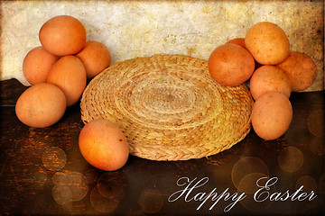 Image showing Easter card, Easter eggs, Retro spring background