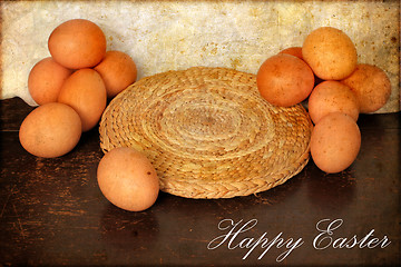 Image showing Easter card, Easter eggs, Retro spring background