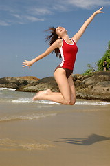 Image showing Young woman exercising