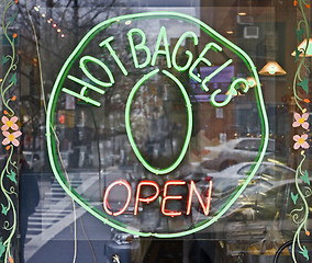 Image showing hot bagels sign