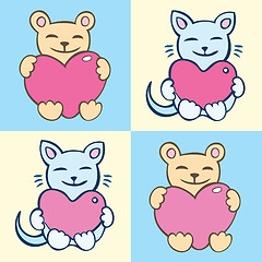 Image showing Lovers cartoon cats set