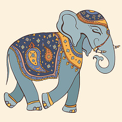 Image showing Vector illustration of an elephant. Indian style